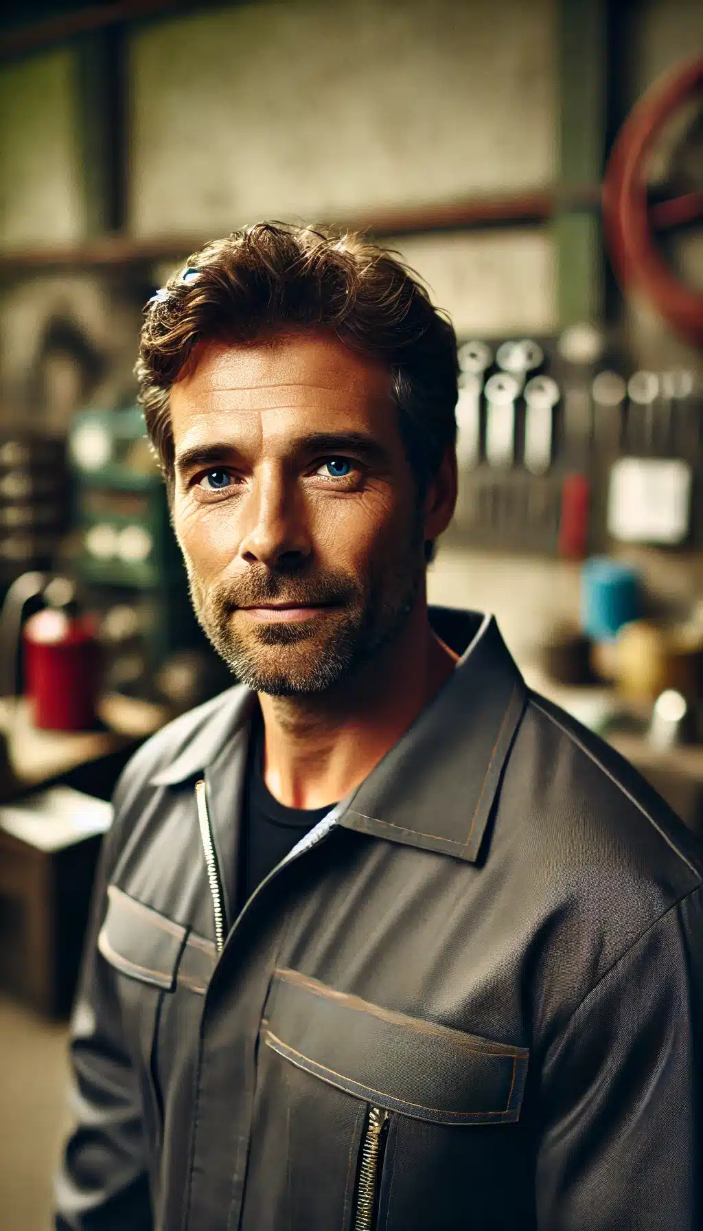dall·e 2024 10 29 14.10.51 a portrait of david, a male industrial maintenance technician. he appears in his 40s, with short brown hair and a rugged appearance, wearing a work un