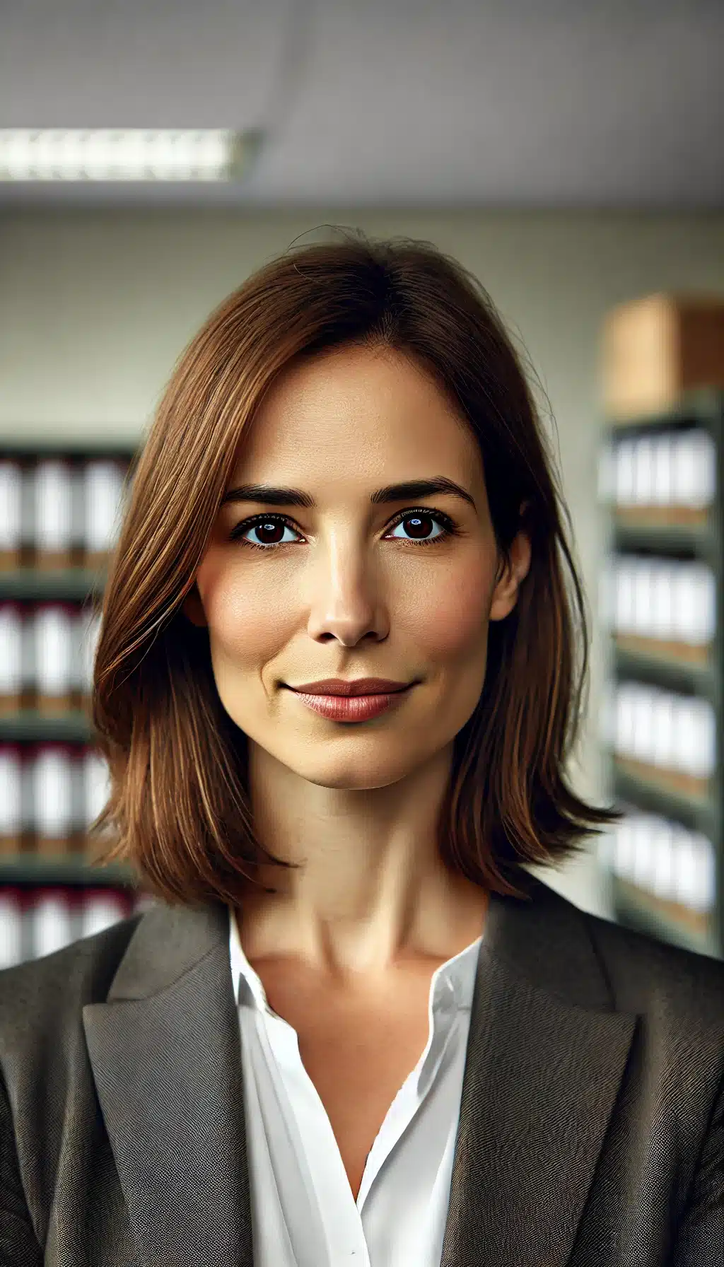 dall·e 2024 10 29 14.11.39 a portrait of marie l., a female human resources manager in her mid 30s. she has shoulder length brown hair and a warm, professional expression. she i