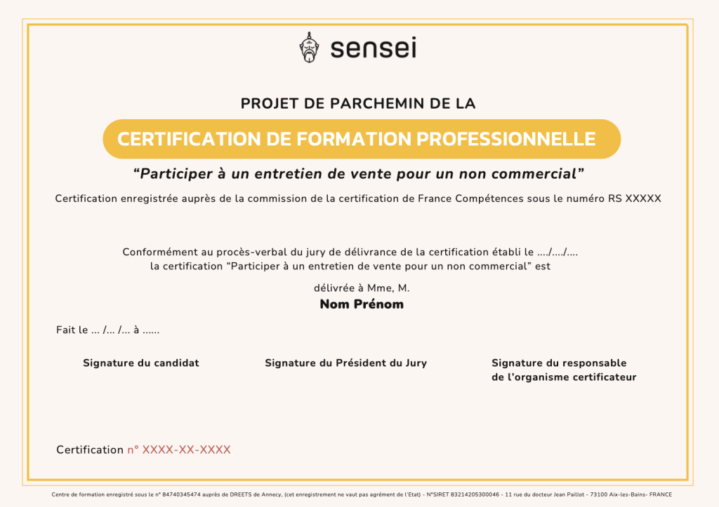 certificat formation vente